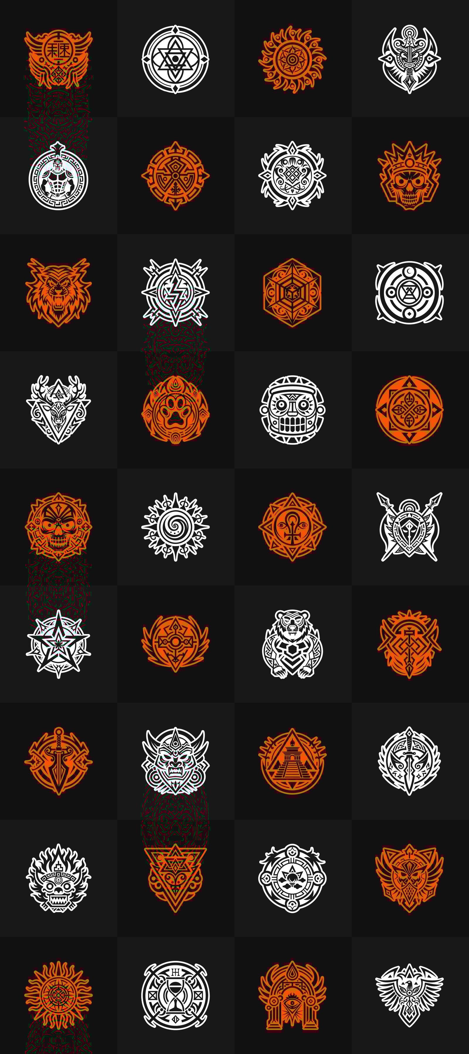 Ancient Symbols and Tattoo Art Set