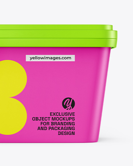 Matte Plastic Ice Cream Container Mockup – Front View