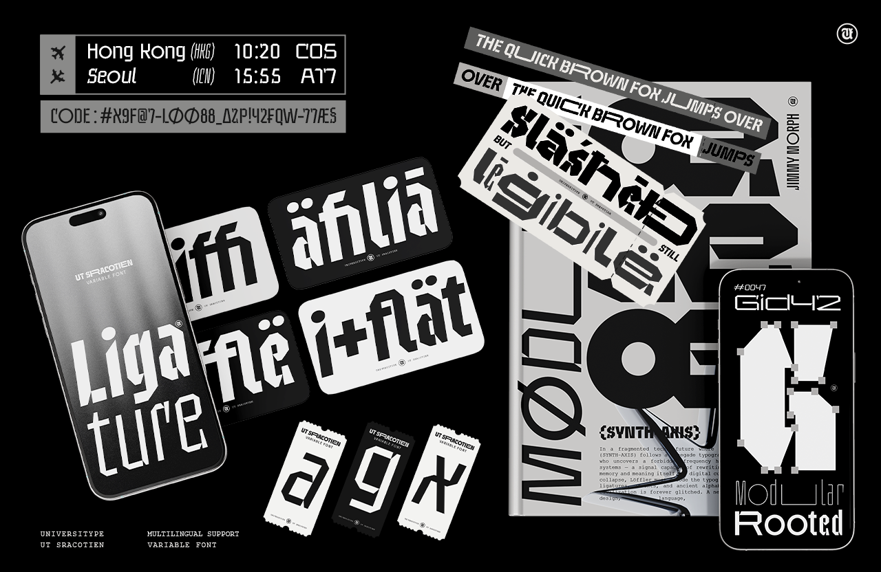 UT Sracotien - A Modern Futuristic Super Family Font