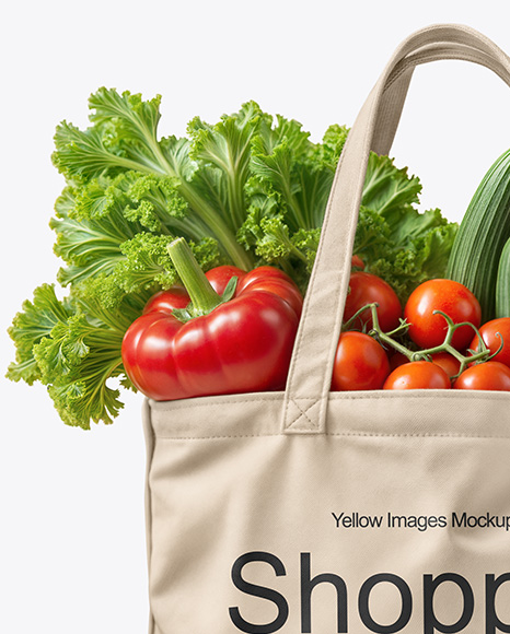 Shopper Bag with Vegetables Mockup