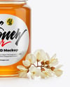 Clear Glass Jar with Acacia Honey Mockup