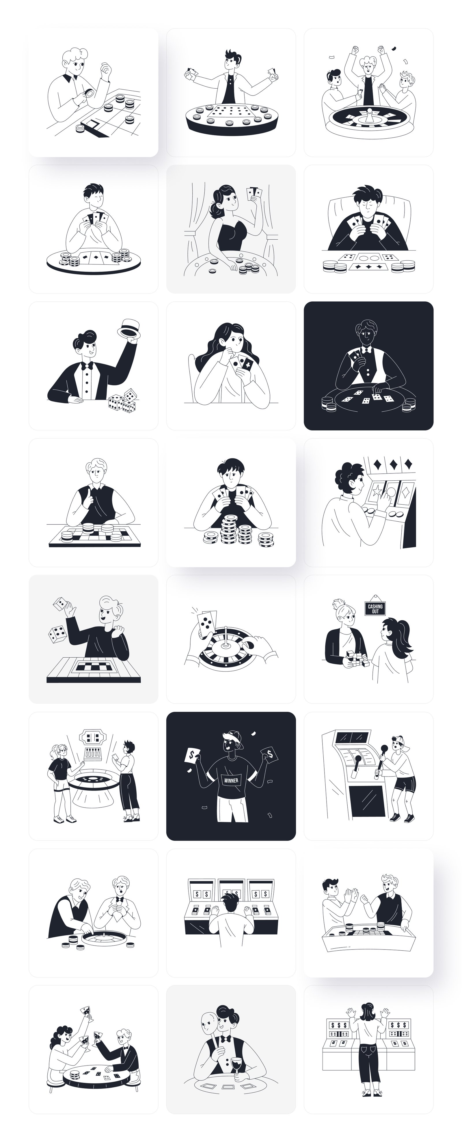 Gambling Cheater Drawing Illustrations