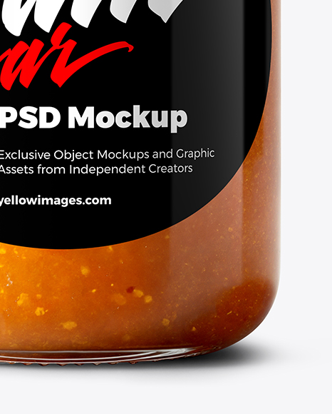 Clear Glass Jar with Apricot Jam Mockup