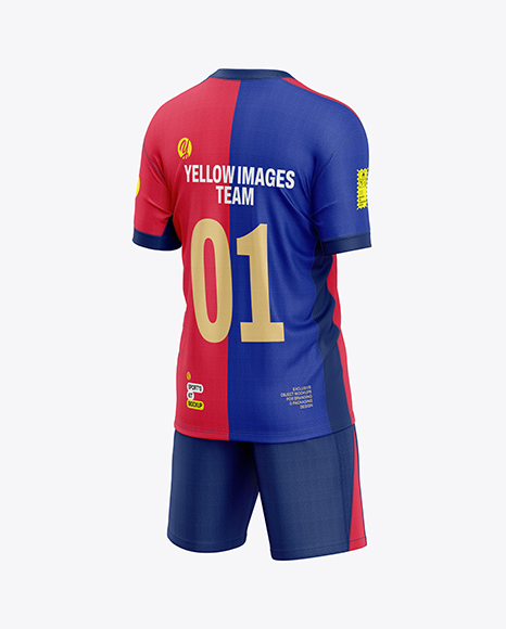 Soccer Kit Mockup - Back Half Side View