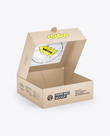 Kraft Paper Cake Box Mockup - Mockups