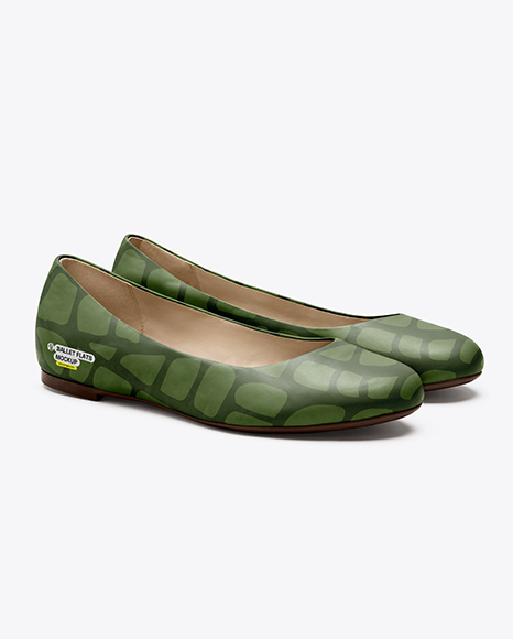Pair of Leather Ballet Flats Mockup - T shirt mockup flat lay