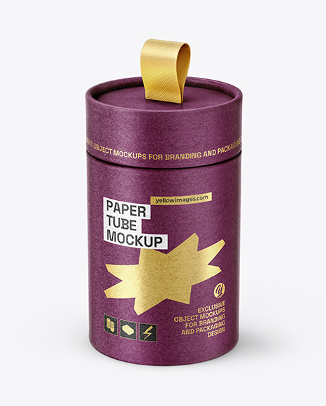 Kraft Paper Tube with Pull Tab Mockup