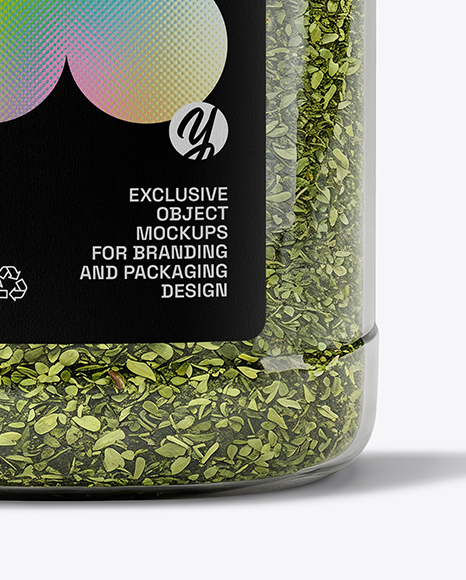 Square Plastic Jar with Parsley Flakes Mockup