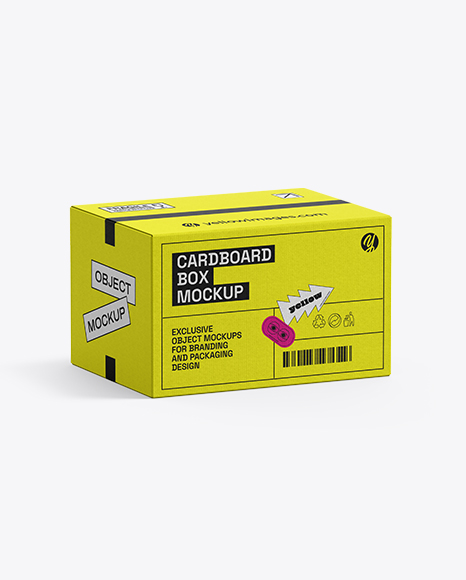 Cardboard Box Mockup – Half Side View