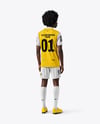 Man with Afro Hairstyle Wearing Polo Collar Jersey and Shorts Mockup