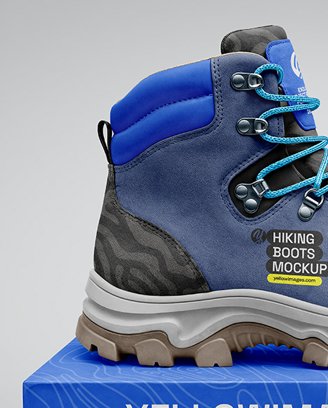 Hiking Boot on Shoe Box Mockup