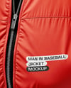 Baseball Player Wearing a Bomber Jacket and Cap Mockup