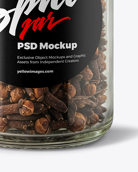 Clear Glass Jar with Whole Cloves Mockup