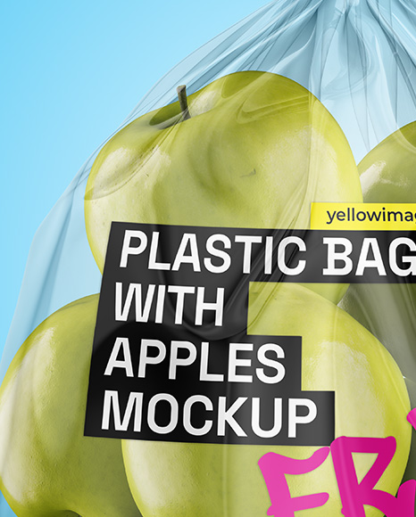 Plastic Bag With Apples Mockup