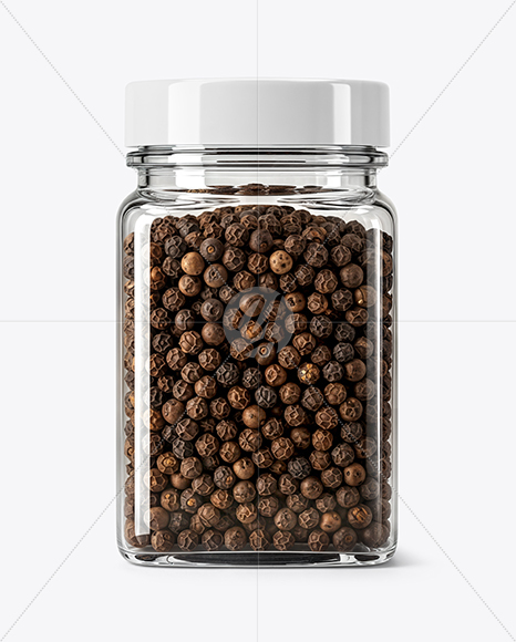 Square Spice Jar with Whole Black Pepper Mockup