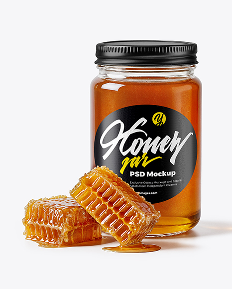 Glass Jar with Wildflower Honey Mockup