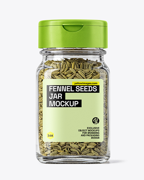 Clear Glass Jar with Fennel Seeds Mockup - Realistic mockups