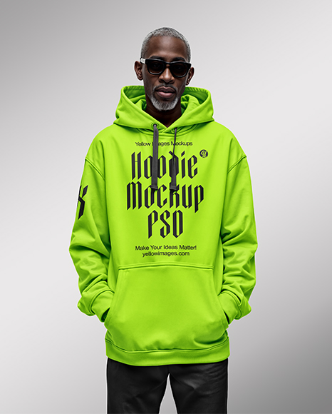 Black Man Wearing Oversize Hoodie and Sweatpants Mockup
