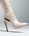 Pair of Over-The-Knee Boots on Women's Legs on Stool Mockup