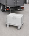 Delivery Box on The Hand Truck Mockup