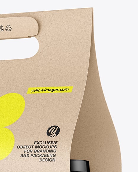 Kraft Paper Coffee Cups Carrier Mockup