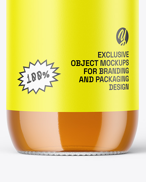 Clear Glass Bottle With Apple Juice Mockup