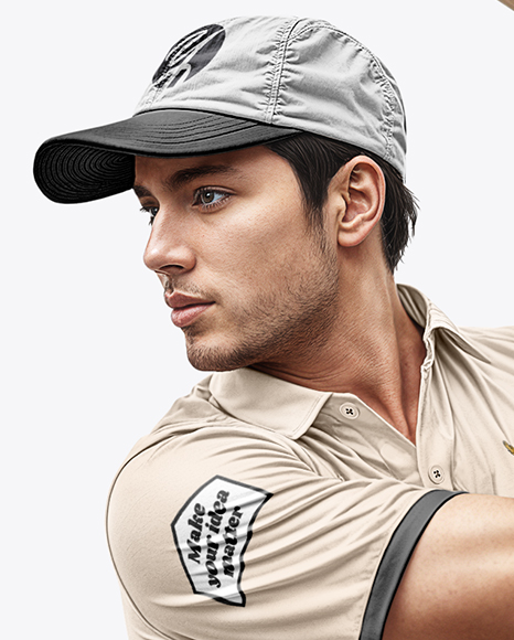 Man Wearing Full Cricket Kit with Bat Mockup