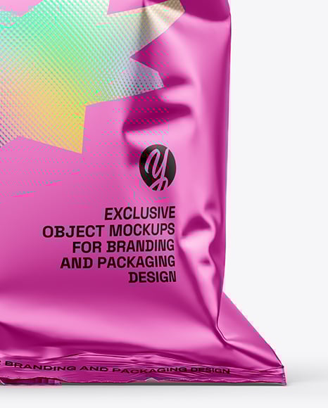 Matte Metallic Snack Bag Mockup