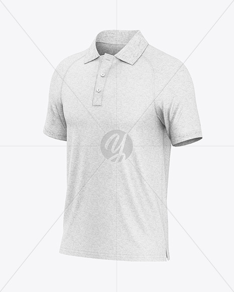 Men's Heather Raglan Polo Shirt Mockup - Half Side View