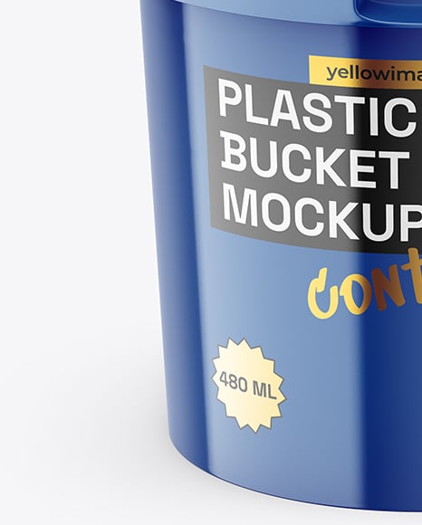 Glossy Plastic Bucket with Handle Mockup