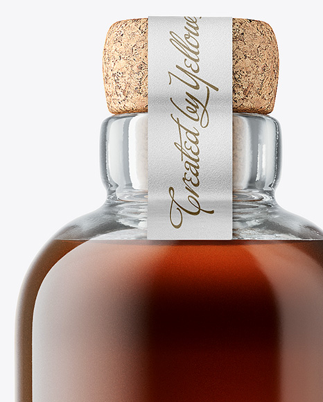Black Rum Bottle with Cork Mockup
