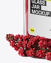 Square Glass Jar with Sumac Spice Mockup