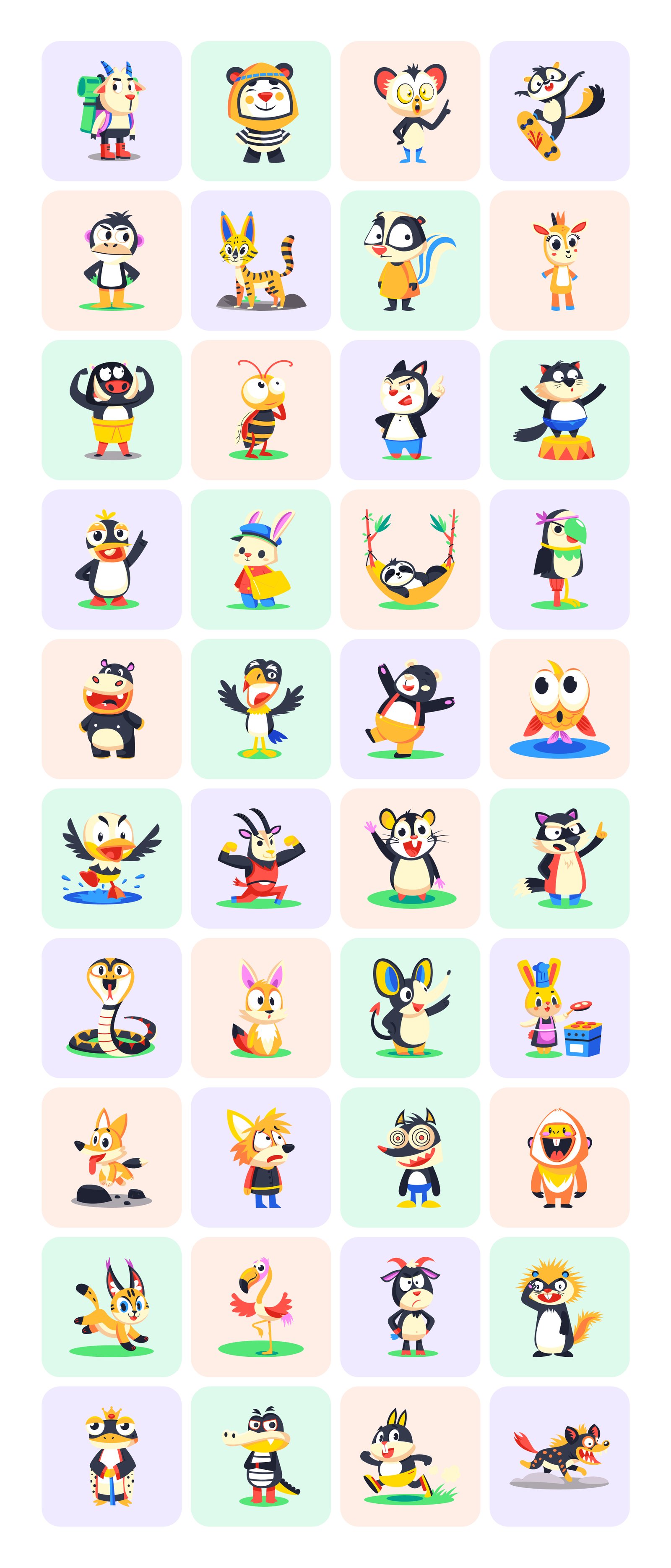 Animal Mascots Art Set