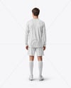 Soccer Player Wearing Raglan Long Sleeve Jersey and Shorts Mockup