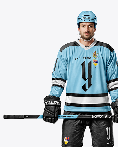 Man Wearing Full Ice Hockey Kit Mockup