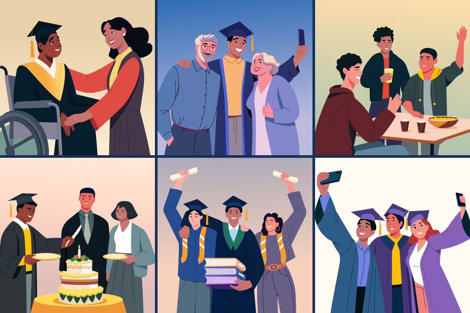 Graduation Illustration Art Set