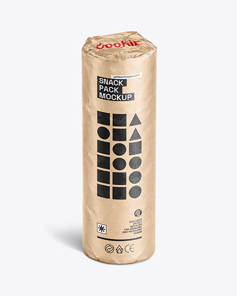 Kraft Paper Round Snack Package Mockup - PSD Mockups
