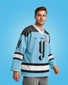 Man Wearing Ice Hockey Jersey Mockup