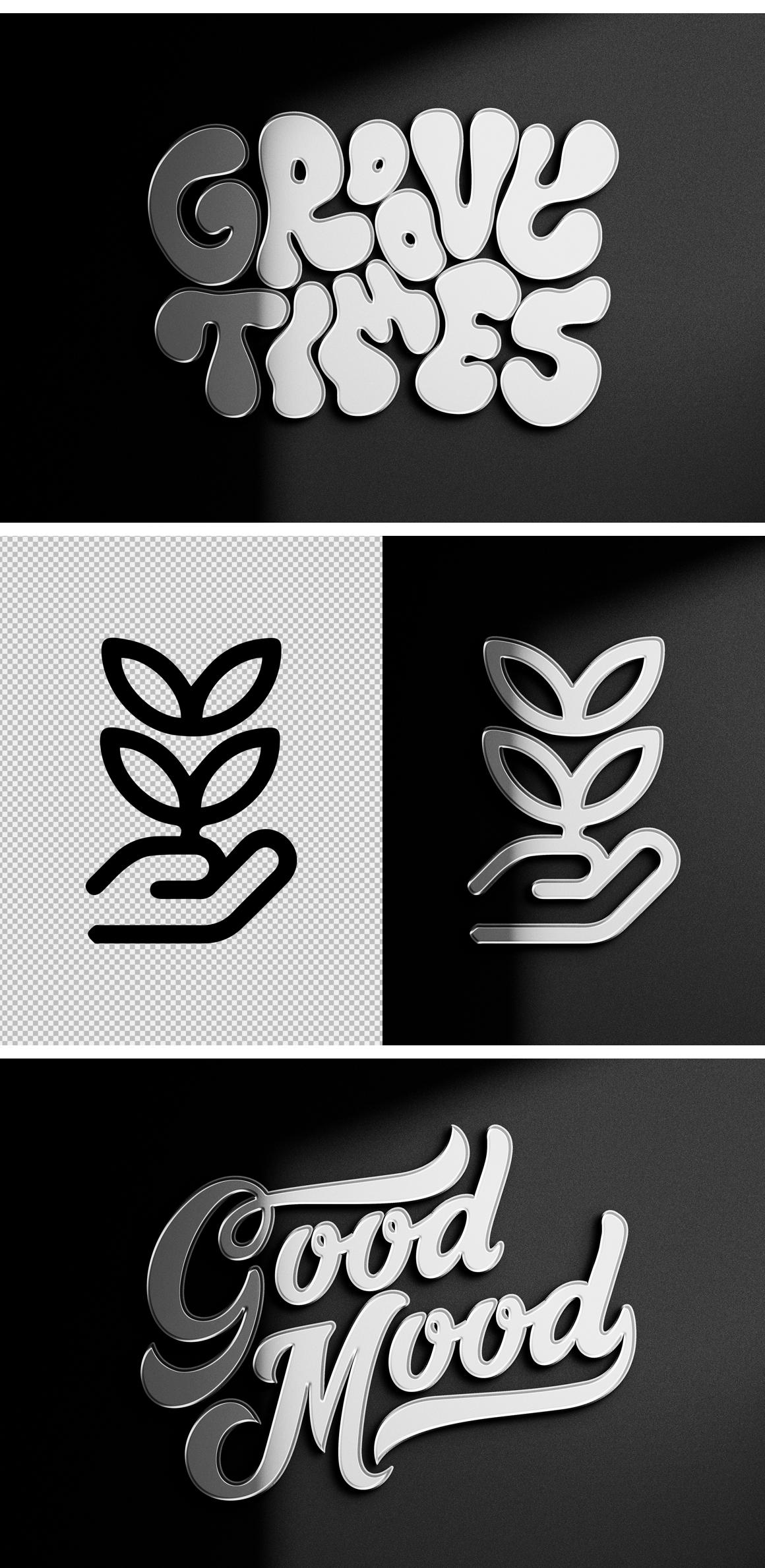Glossy Chrome Logo Mockup