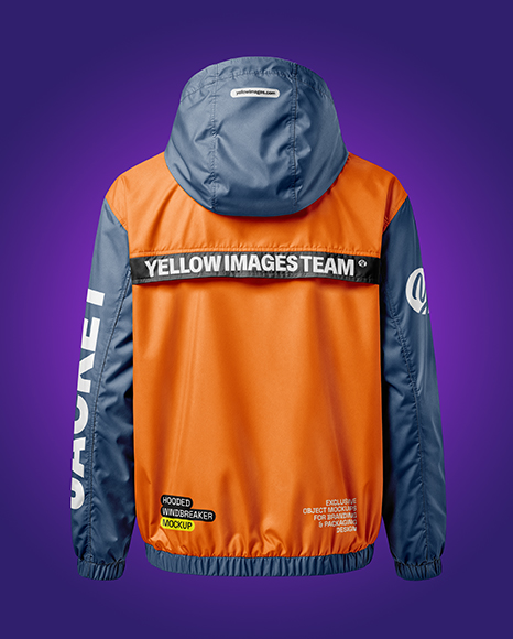Hooded Windbreaker Jacket Mockup - Back View