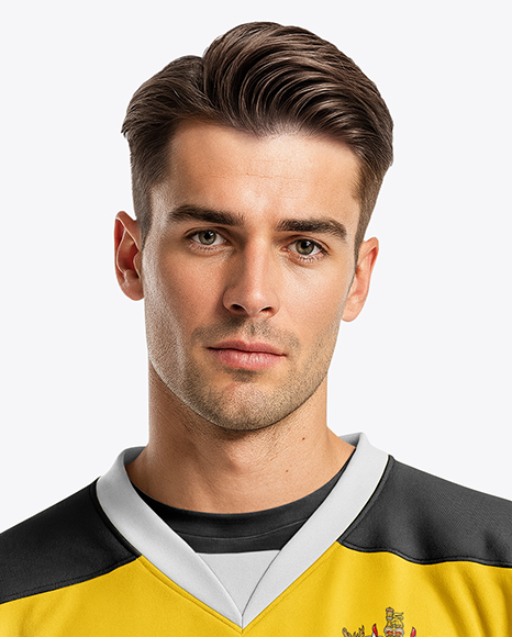 Man Wearing Ice Hockey Jersey Mockup