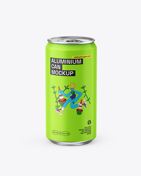 330ml Aluminium Can With Matte Finish Mockup