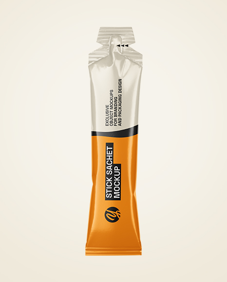 Glossy Stick Sachet Mockup - Front View