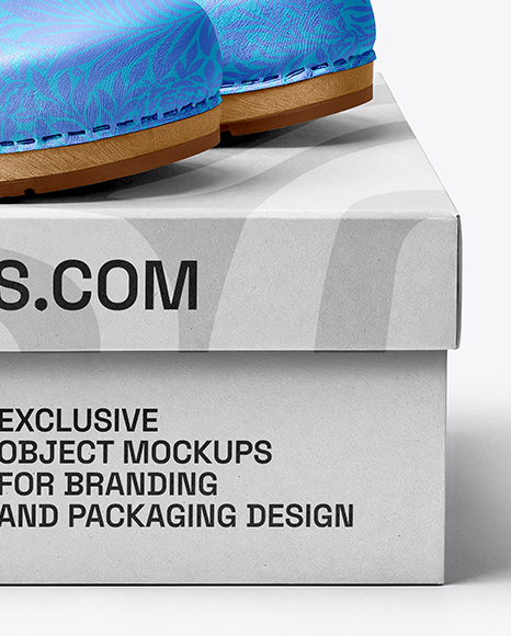 Pair of Clogs with Shoe Box Mockup