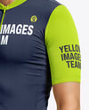Man Wearing Cycling Jersey and Bib Shorts Mockup