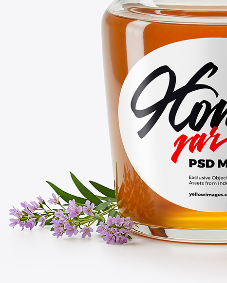 Glass Jar with Wildflower Honey Mockup