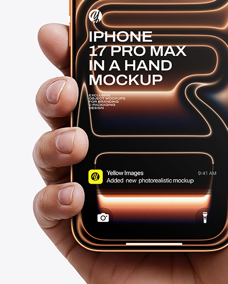 iPhone 17 Pro Max Cosmic Orange in a Hand Mockup