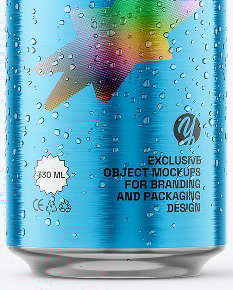 500ml Aluminium Can with Drops Mockup