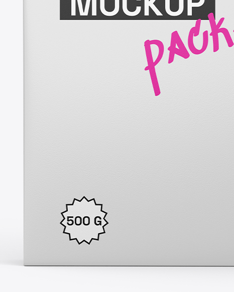 Paper Box with Matte Sachet Mockup – Front View