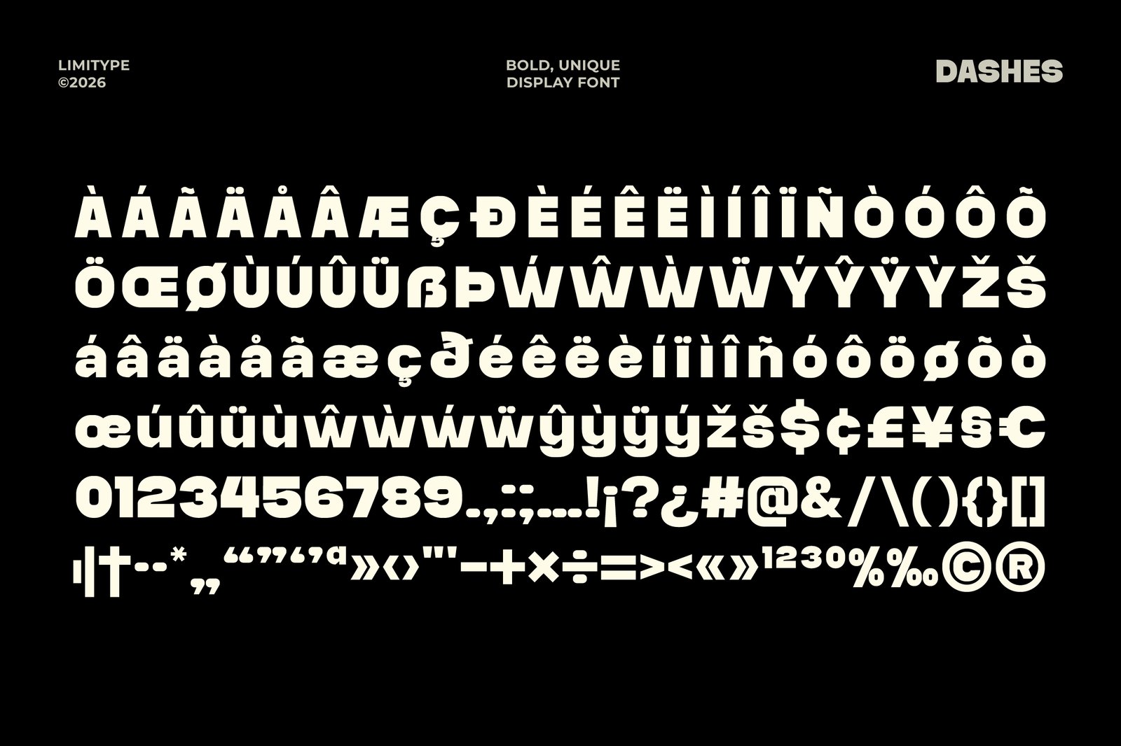 Dashes - Bold Font